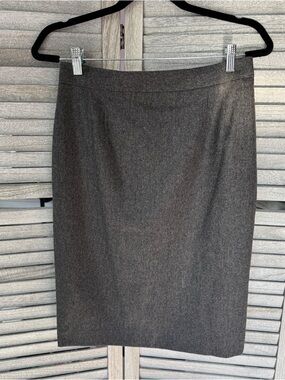 Valentino Miss V Vintage Wool Cashmere Pencil Skirt Gray Italy IT42 Old Money